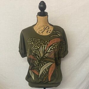 Vintage K.T. Sports Olive Green Graphic Women’s Top